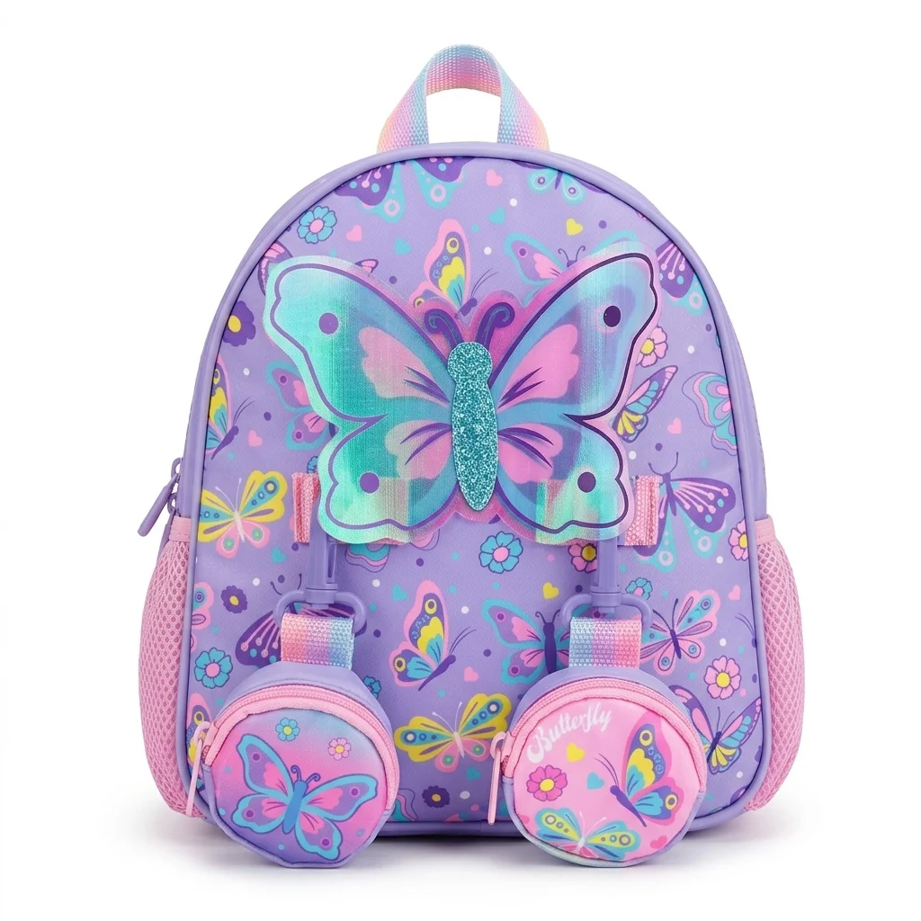 Butterfly Garden Double Pocket Backpack - Front view