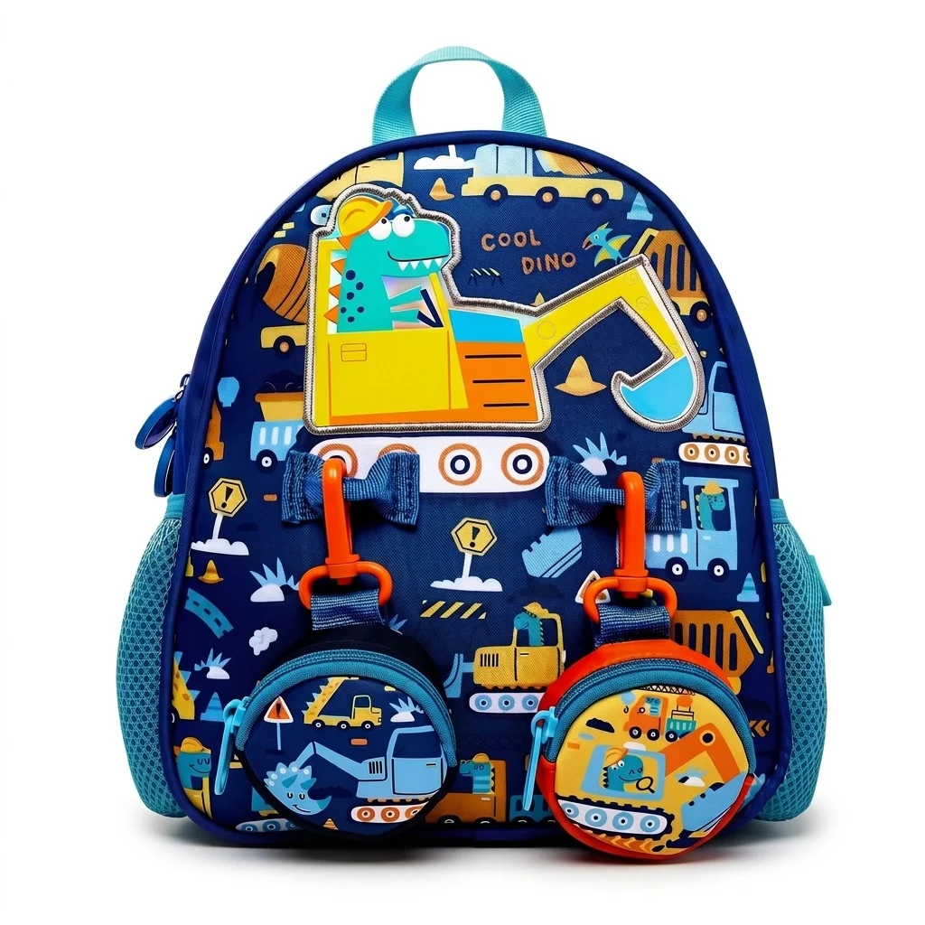 Dino Explorer Double Pocket Backpack - Front view