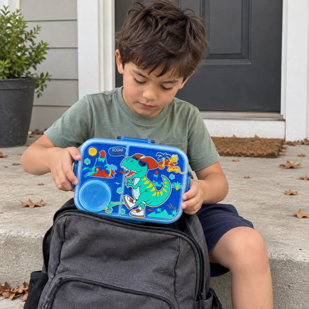 Dino Park Bento Lunch Box - Boy Packing a Dinosaur Lunchbox 1