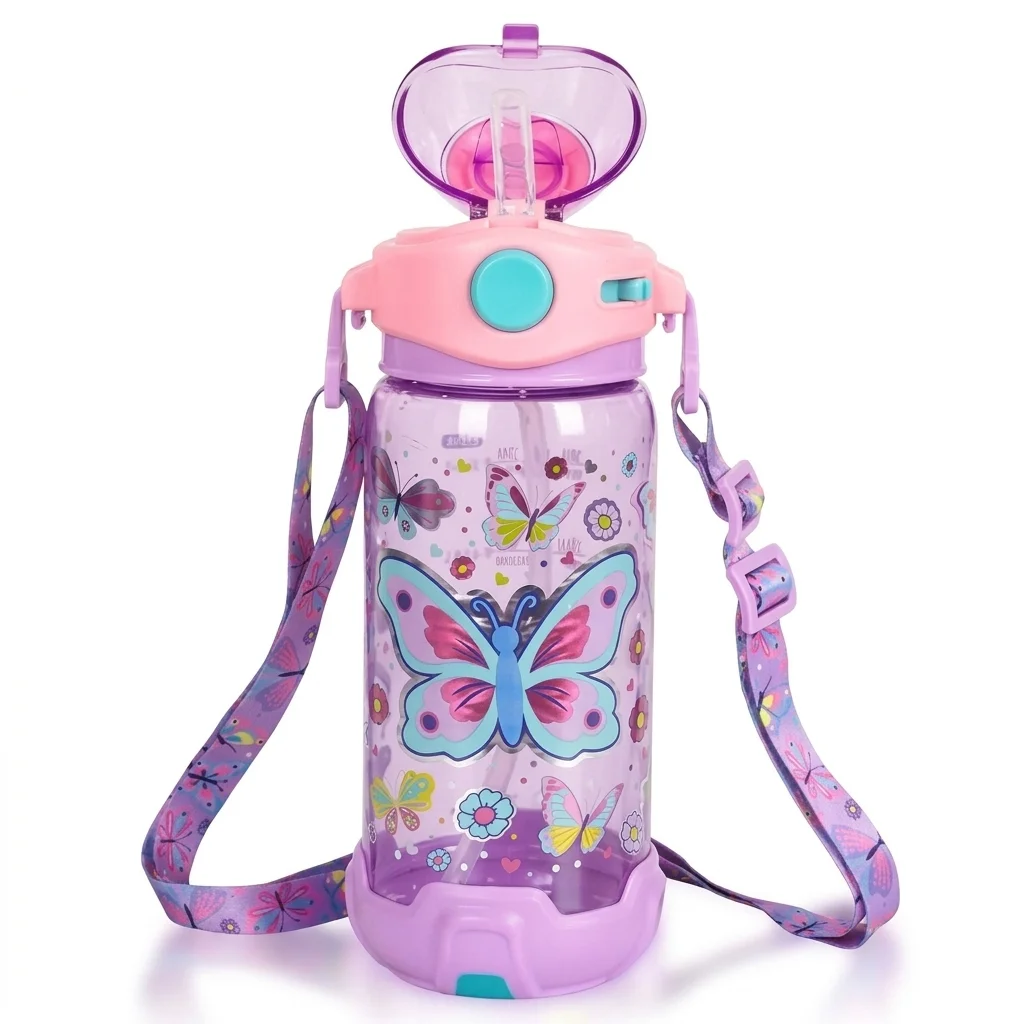 Flutter Butterfly Straw Water Bottle - Front view