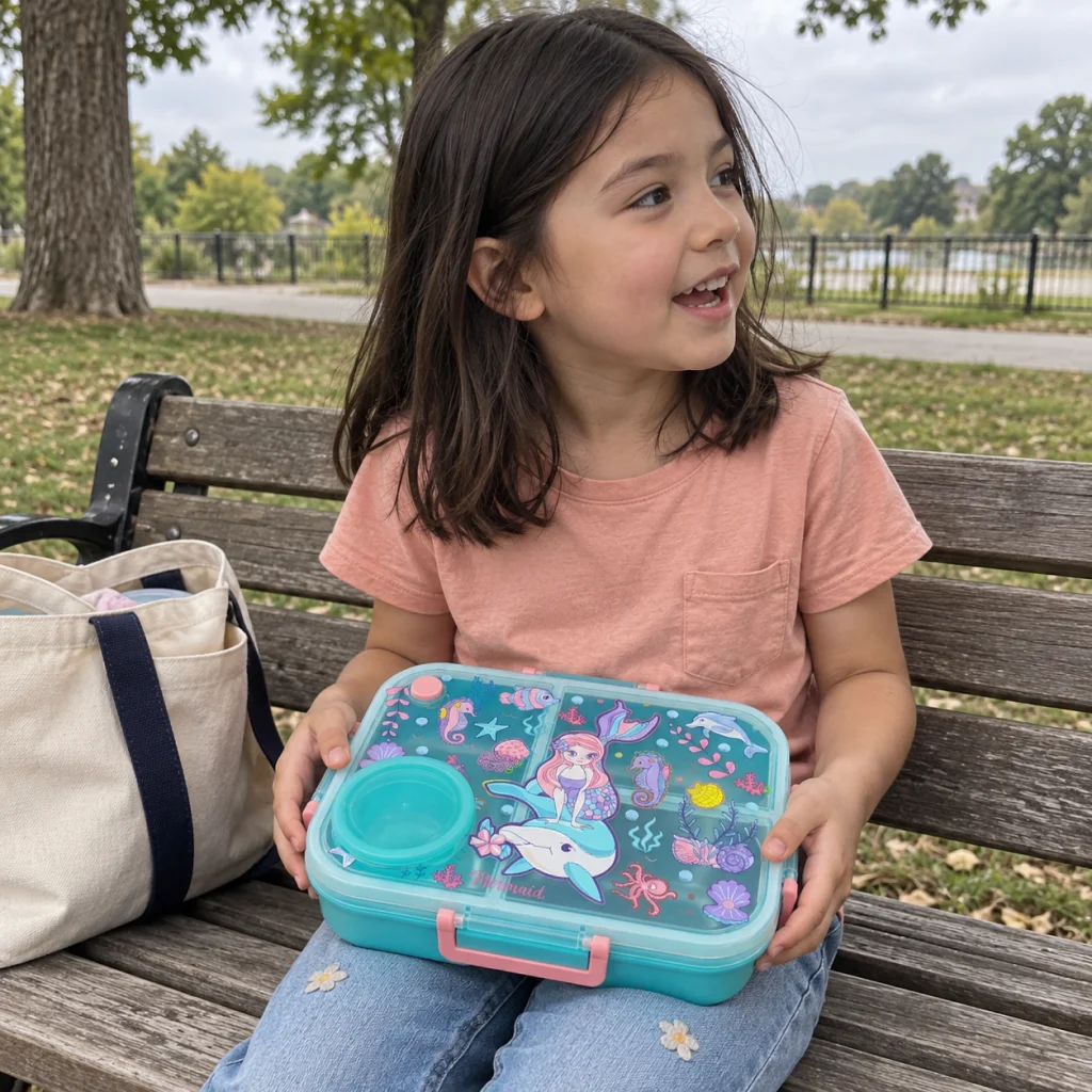 Magical Mermaid Bento Lunch Box - Mermaid Lunchbox Moment on a Park Bench 1