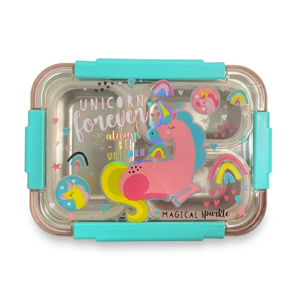 Rainbow Unicorn Lunch Container - Front view