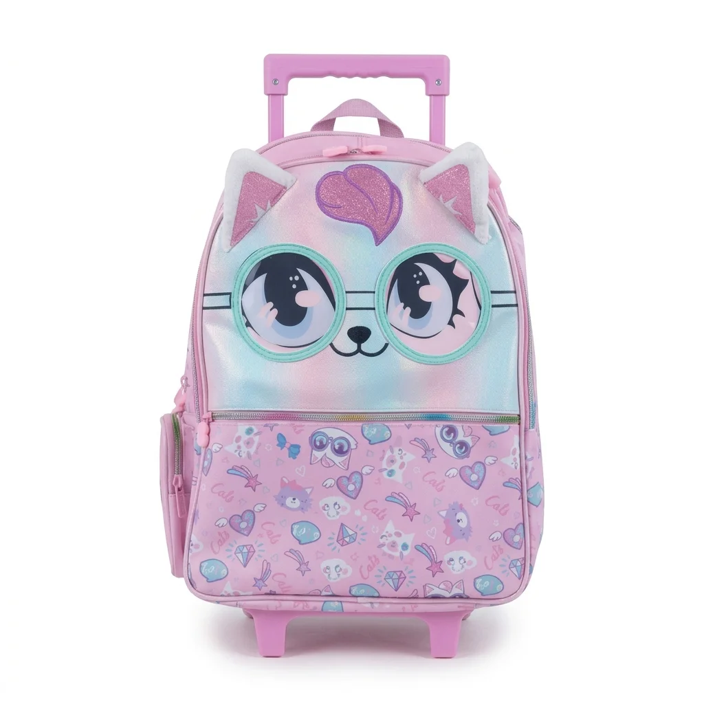 Rolling Cat Trolley Backpack Set - Front view
