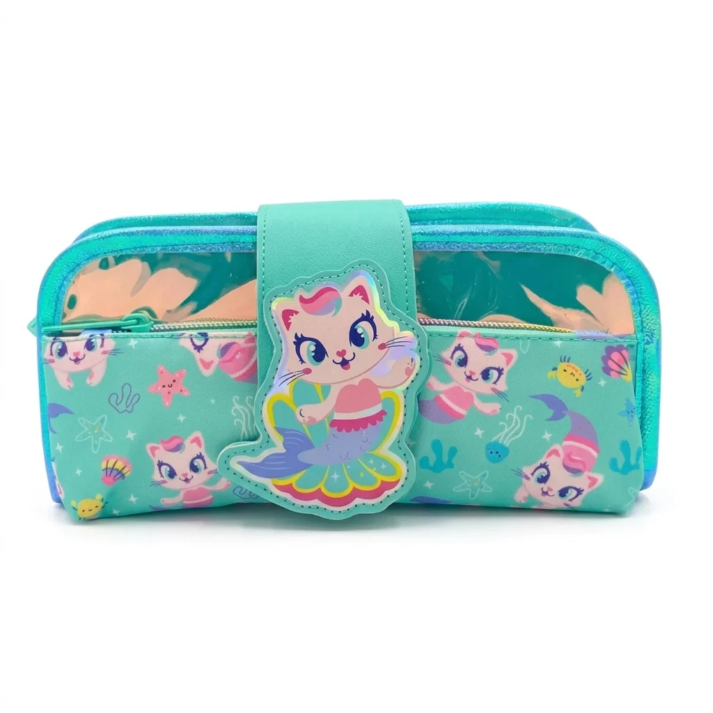 Turquoise Mermaid Hardtop Pencil Case - Front view